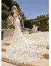 Detachable Straps Beaded Ivory Lace Tulle Wedding Dress